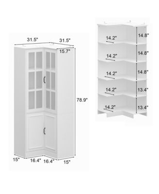 5-Shelf Wood Corner Standard Bookcase with Adjustable Shelves