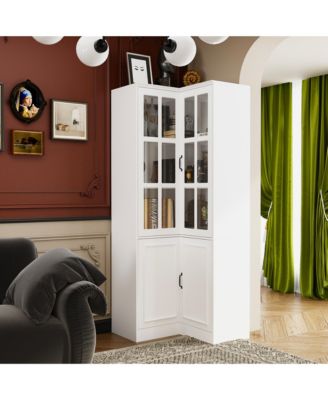 5-Shelf Wood Corner Standard Bookcase with Adjustable Shelves