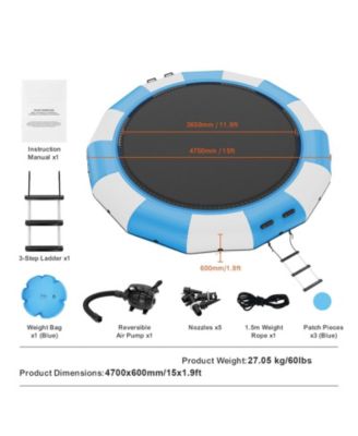 15 Ft Inflatable Water Bouncer with Ladder and Air Pump