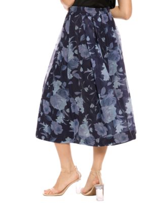 Women's Pleated Printed Midi Skirt