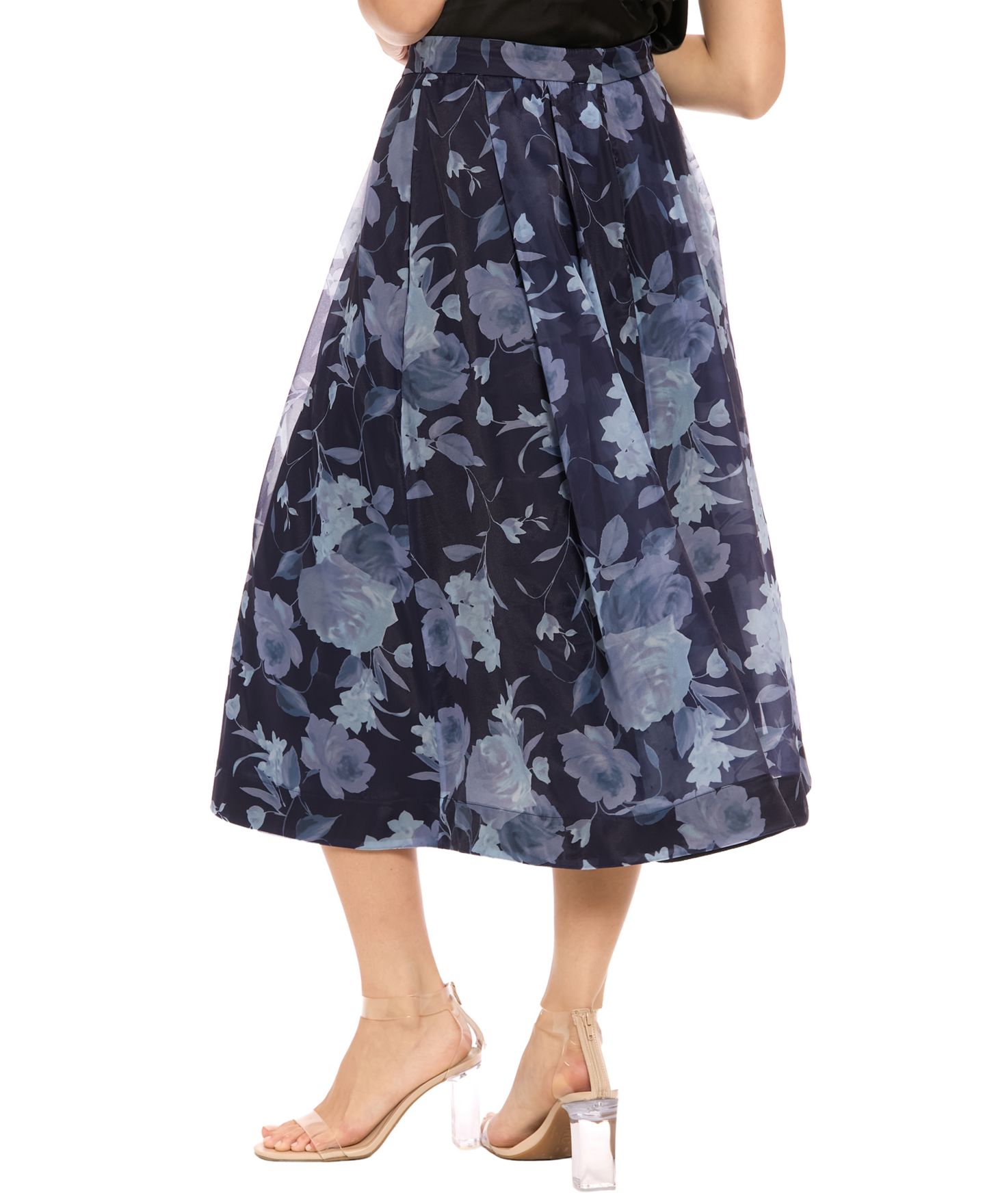 Женская юбка Muse Pleated Printed Midi, цвет: Тёмно-синий / Синий — фото 3