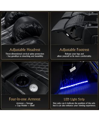 Streamdale 93.3" Power Recliner 3 PC, Top-Grain Nappa, Smart Charging, RGB LED