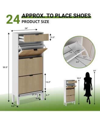 Shoe Storage Cabinet for Entryway with 3 Flip Drawers, Modern Shoe Rack with Metal Legs, Freestanding Narrow Slim Shoe Organizer