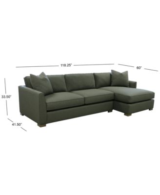 Corine 2-Pc. Chaise Sectional Sofa with Toss Pillows