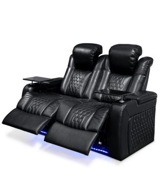  62.2" Power Recliner 2 PC, Top-Grain Nappa, Smart Charging, RGB LED