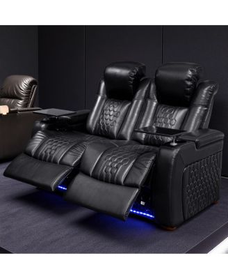  62.2" Power Recliner 2 PC, Top-Grain Nappa, Smart Charging, RGB LED