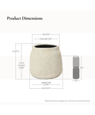 Sahara Stone Planter, 16.1" Round Cement Accent in Desert