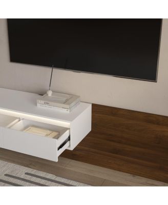 Modern TV Stand with LED Lights & Storage for Living Room