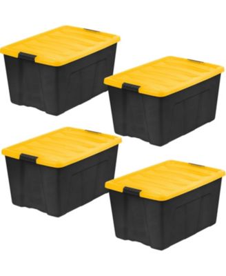 USA 94 Qt Plastic Storage Bins Stackable with Latching Lids, BPA-Free, Durable Nestable Containers, 4-Pack