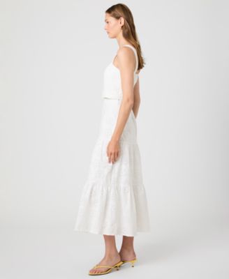 Women's Square-Neck Floral Eyelet Crop Top