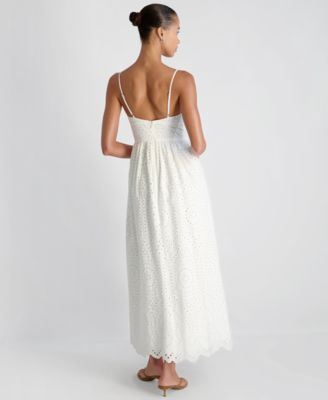 Women's V-Neck Trini Eyelet Maxi Dress