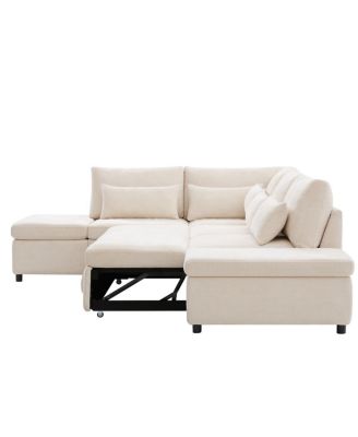 Streamdale 107" Sectional Sleeper Sofa Bed with Pull Out Couch, L-shaped, USB/Type-C Charging