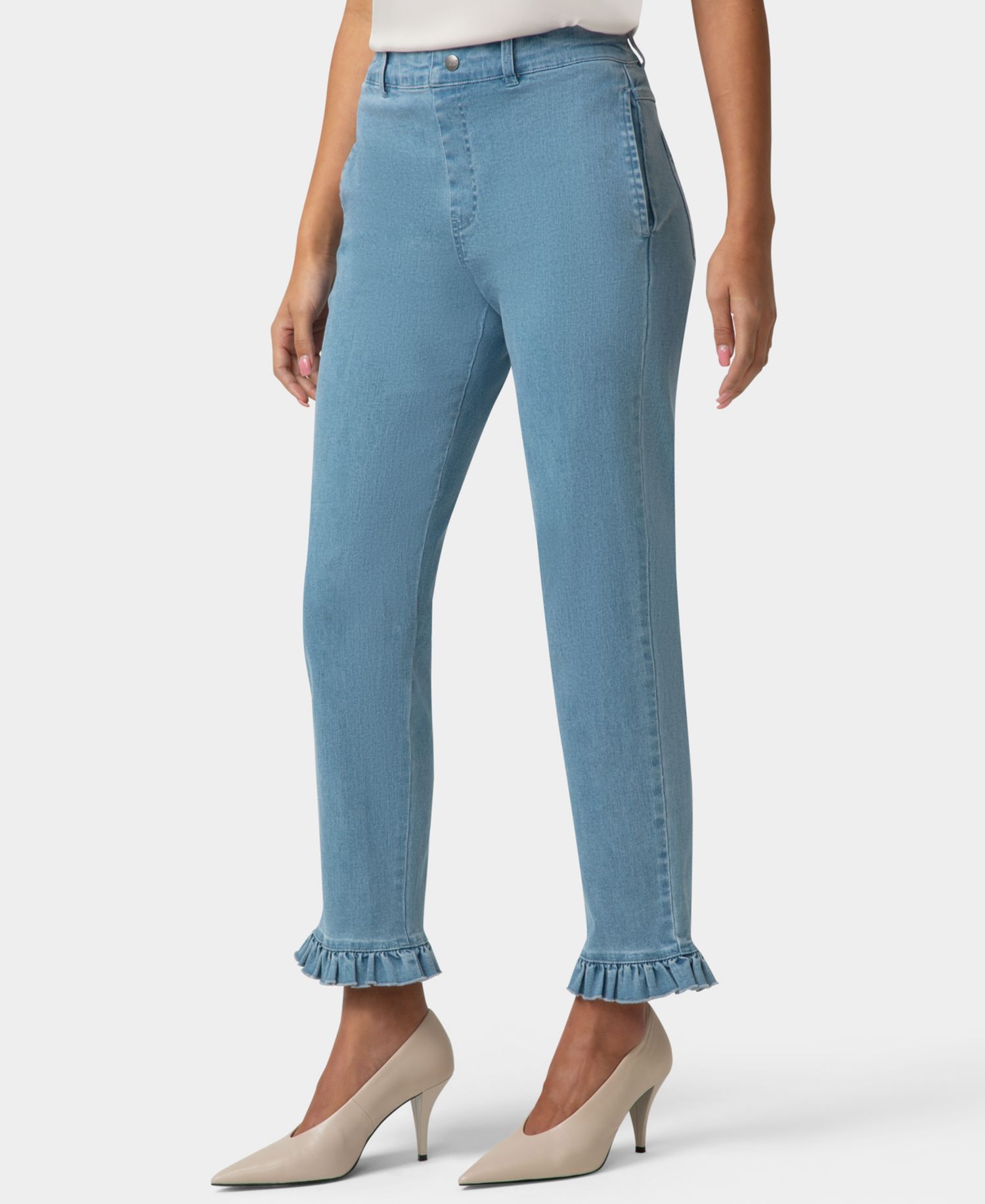 Women's Ruffle Denim Skimmer Pull-On Pant
