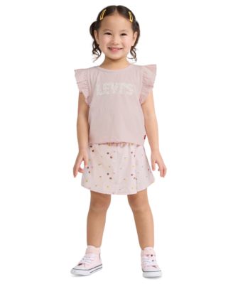 Girls' 2T-6X Knit Top and Ditsy Skort, 2-Piece Set