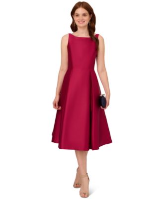 Women's Boat-Neck Fit & Flare Midi Dress