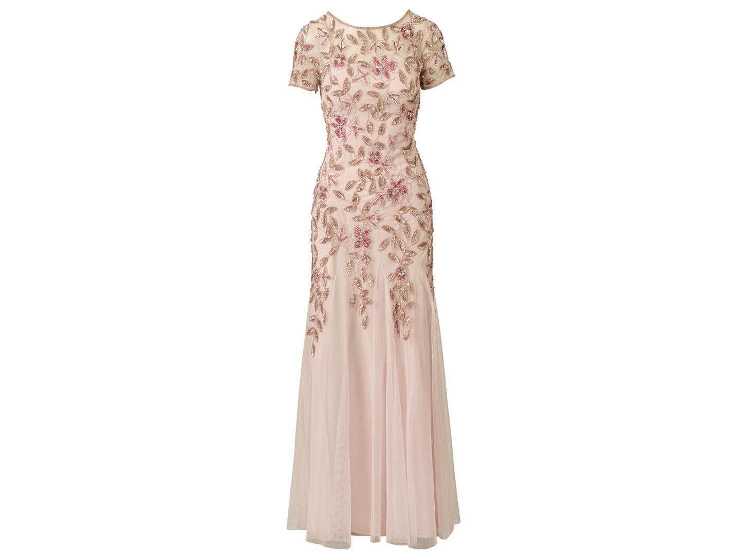 Женское платье Adrianna Papell Floral-Beaded Gown, цвет: Пудровый розовый — фото 6