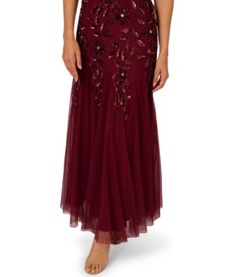 Adrianna Papel Women's Floral-Beaded Gown
