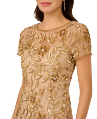 Adrianna Papel Women's Floral-Beaded Gown