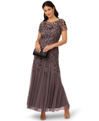 Adrianna Papel Women's Floral-Beaded Gown