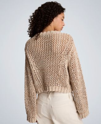 Women's Two Tone Open Stitch Pull-On Top