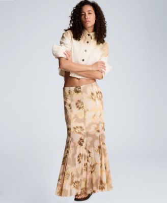 Women's Pull-On Godet Printed Maxi Skirt