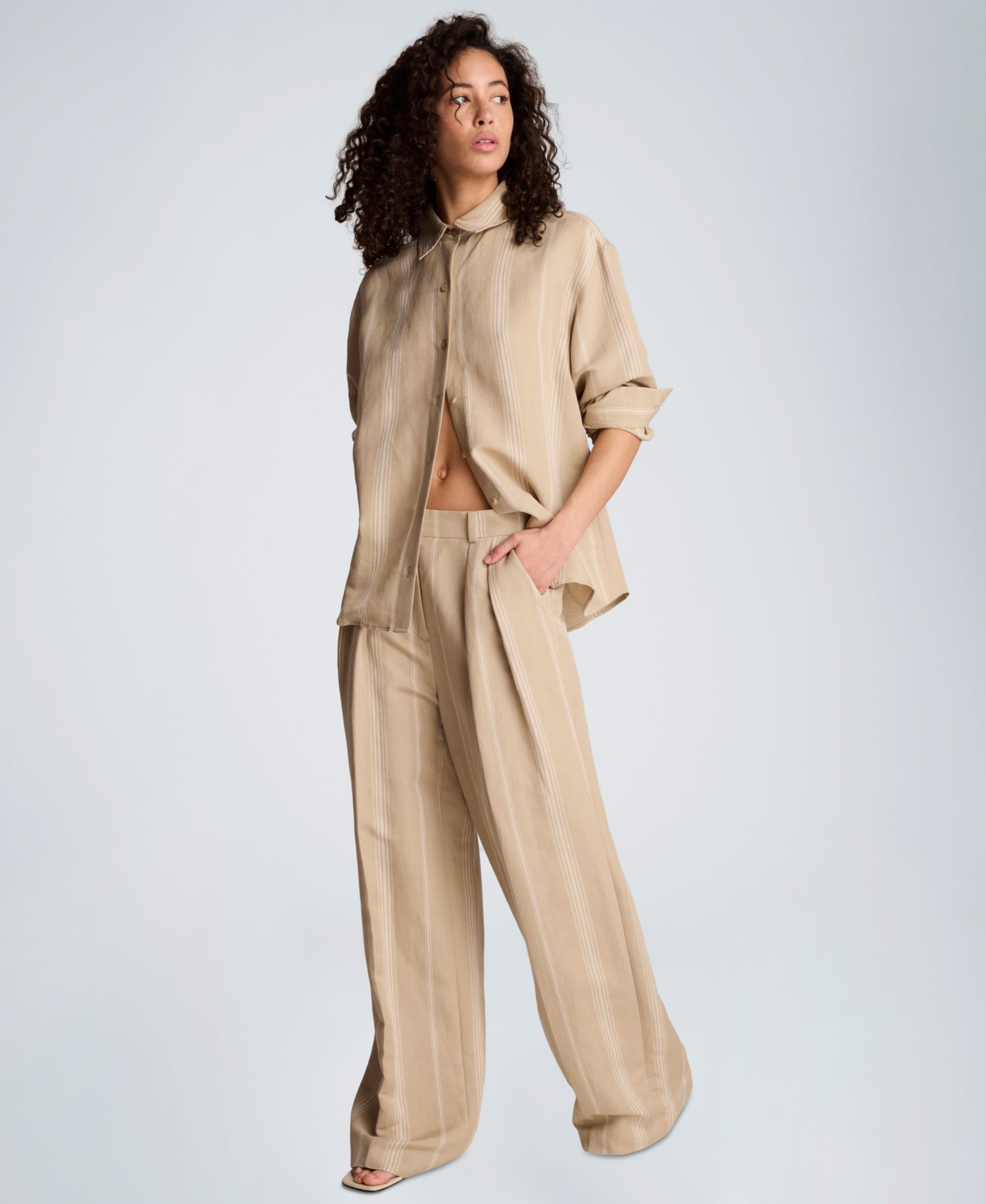 Women's Drop Shoulder Linen Boyfriend Shirt