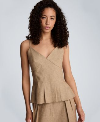 Women's Fitted V-Neck Cami Pleated Top