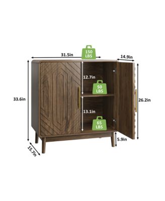 Storage Cabinet With Carved 2 Door Adjustable Layer Board