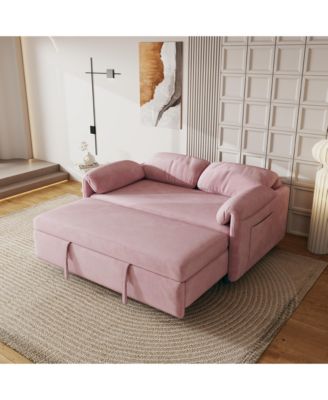 Velvet Sofa Bed with Retractable Bed