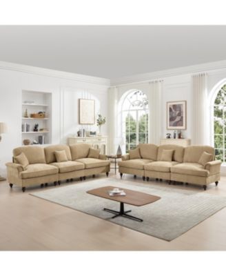 Chenille Sleeper Sofa with Ottomans