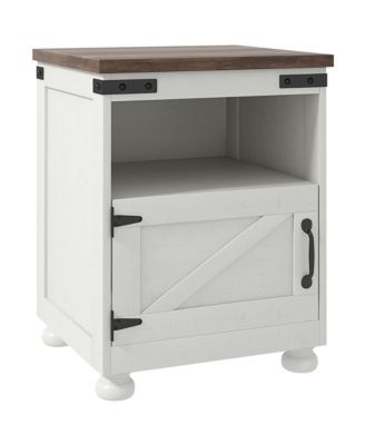 Farmhouse Side Table, End Table with Open Shelf and Cupboard