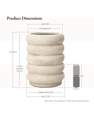 23" Tall Planter Pot, Beige Large Plant Pot with Drainage Hole and Rubber Plug, Modern Floor Pot for Plants for Home Garden Patio