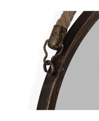 15 in. Patina Round Mirror with Hanging Rope