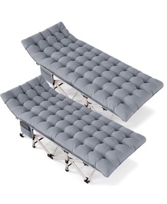 2-Piece Folding Bed & Camping Cots with Removable Cotton Mattress Indoor & Outdoor, 600lbs