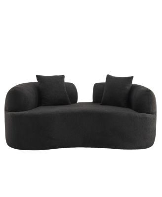  Curved Loveseat Sofa, Teddy Velvet, No-Assembly, 350 lbs Capacity