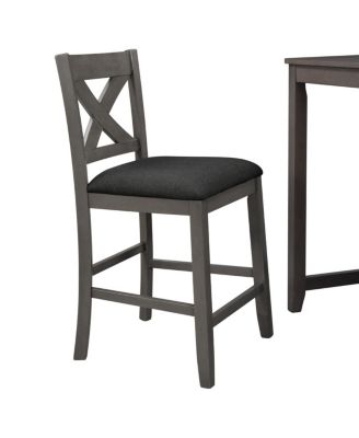  Rustic Farmhouse Counter Height Dining Table Set with 4 Chairs