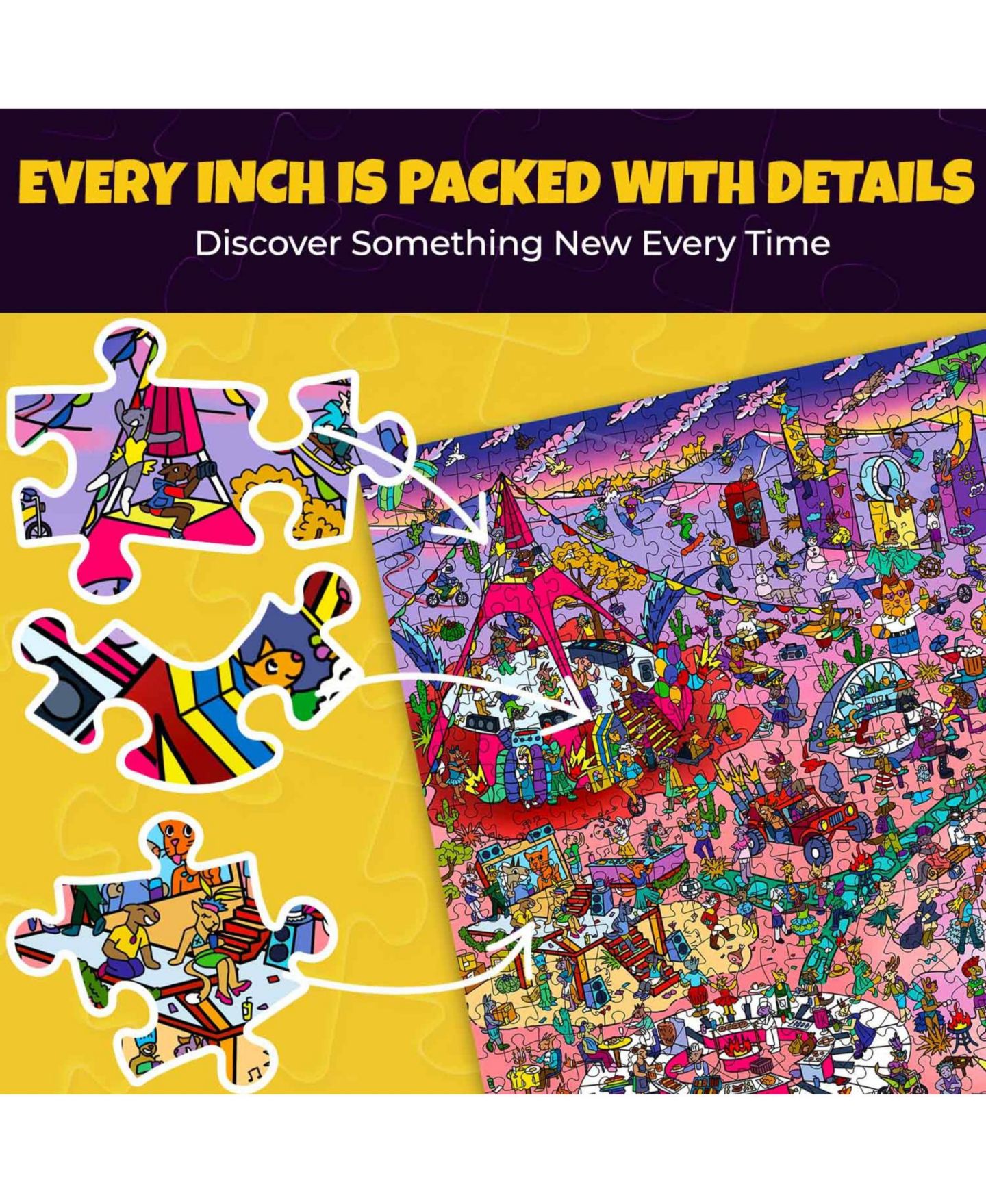 Детский пазл Quokka Galactic Tails Mystery 1000-Piece Jigsaw Puzzle with Bonus Challenges, Ages 15+, цвет: Пустынный — фото 4