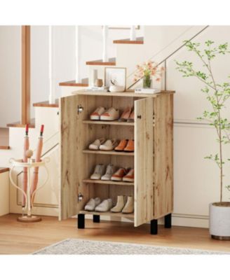4-Tier Shoe Storage Cabinet with Removable Shelves & Doors