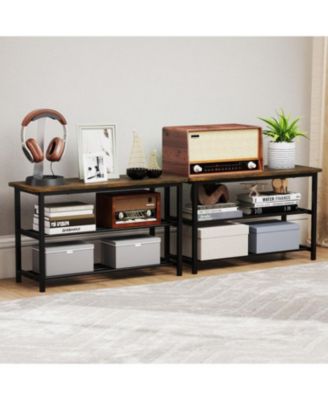 3-Tier Shoe Rack Bench with Metal Shelves & Wooden Seat