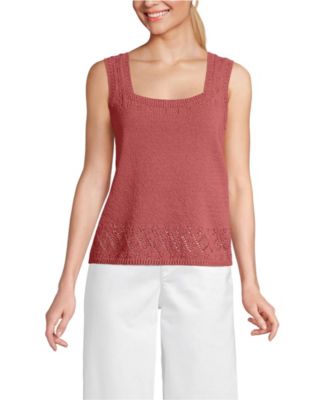 Women's Pointelle Square Neck Tank Sweater