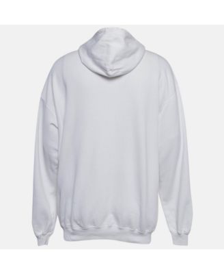 Men's White Logo Print Cotton Oversized Hoodie