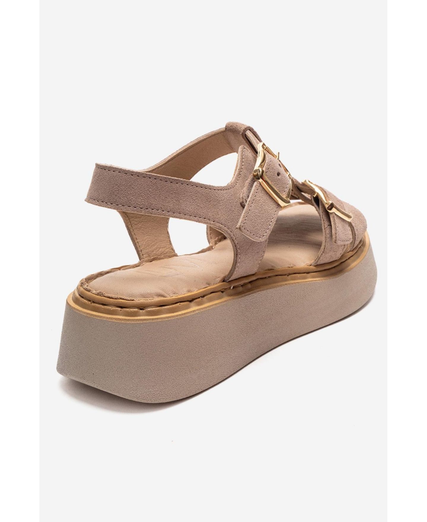 Женские сандалии Forever & Always Shoes Loin Leather Platform, цвет: Бежевый замшевый — фото 4