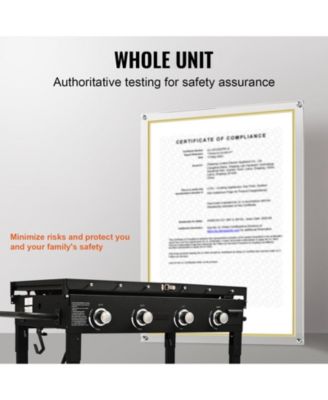  Commercial Propane Gas Griddle on Cart with Side Shelves, 4 Burners