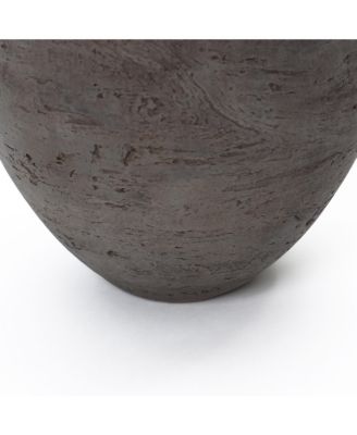 Antique Brown Cement Vase,Tall Rustic Home Accent for Tabletops and Open Shelving