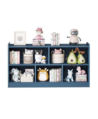 5 Cube Kids Bookcase - Wooden 2-Tier Storage Cabinet, Open Display Book Shelf for Nursery, School Classroom, Playroom