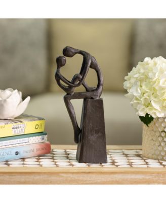 Mother and Child Tender Embrace Cast Iron Sculpture