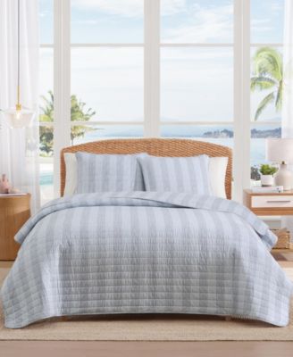 Bahama Weekend Stripe Cotton Reversible Quilt Sets