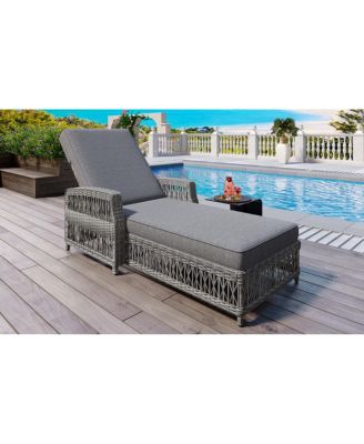 Outdoor Long Reclining Chaise Lounge with Armrests