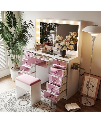 Makeup Vanity with 15 Hollywood Bulbs & 3 Color Modes