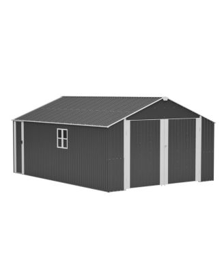 12x20 FT Metal Shed Garage - 1810 CUFT, Double-Door, All-Weather Storage